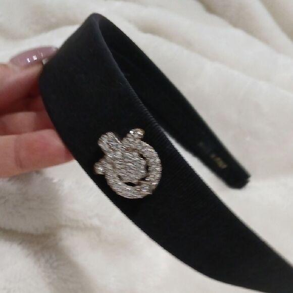 Salvatore Ferragamo Black Headband with Silver Embellishment